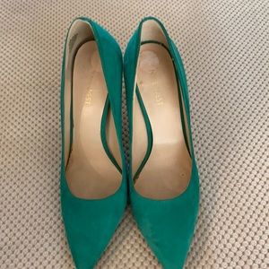 Suede leather upper; heel height 4”